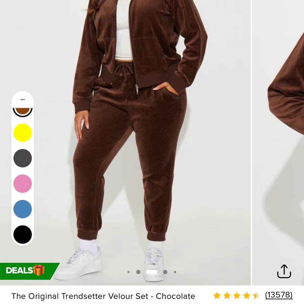 Fashion Nova Chocolate Velour Tracksuit - Picture 4 of 4